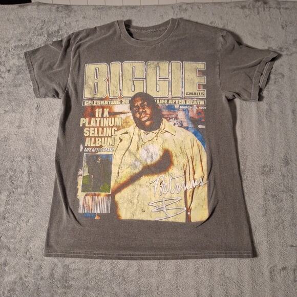 The Notorious BIG T-Shirt Medium Gray Celebrating 11X Platnium Albums Cotton - Picture 1 of 6